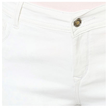 Generic Women's Denim Solid Buttoned Jeans (White)