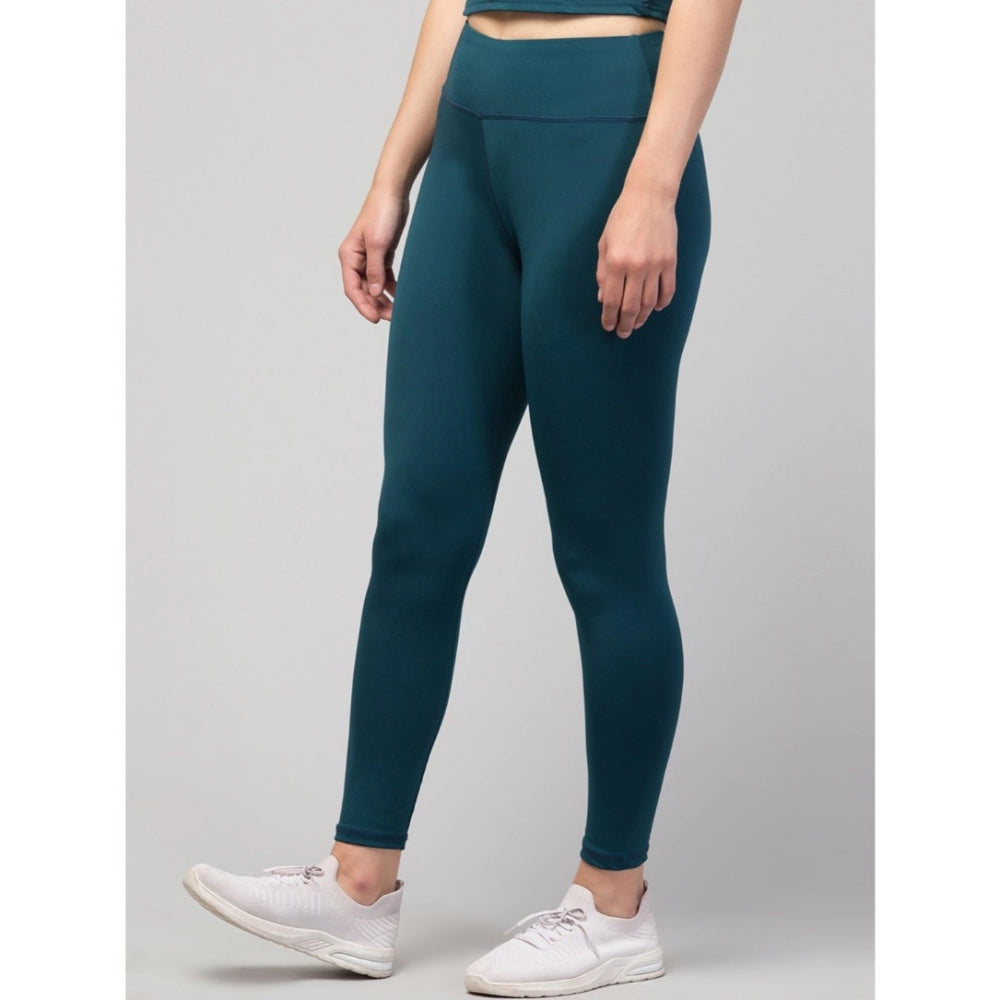 Generic Women's Polyester Solid Ankle Length High-Rise Tights (Green)