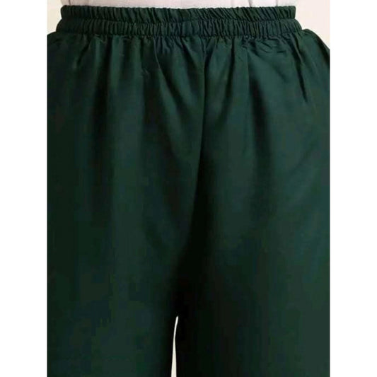 Generic Women's Casual Rayon Solid Ankle Length Palazzo (Green, Free Size)