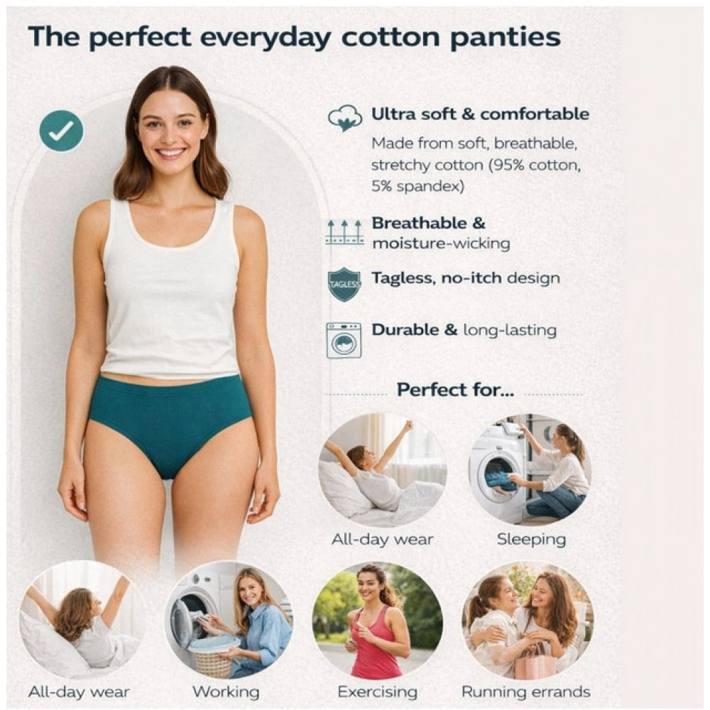 Generic Pack of_9 Women's Cotton Solid Hipster Panty (Multicolor)