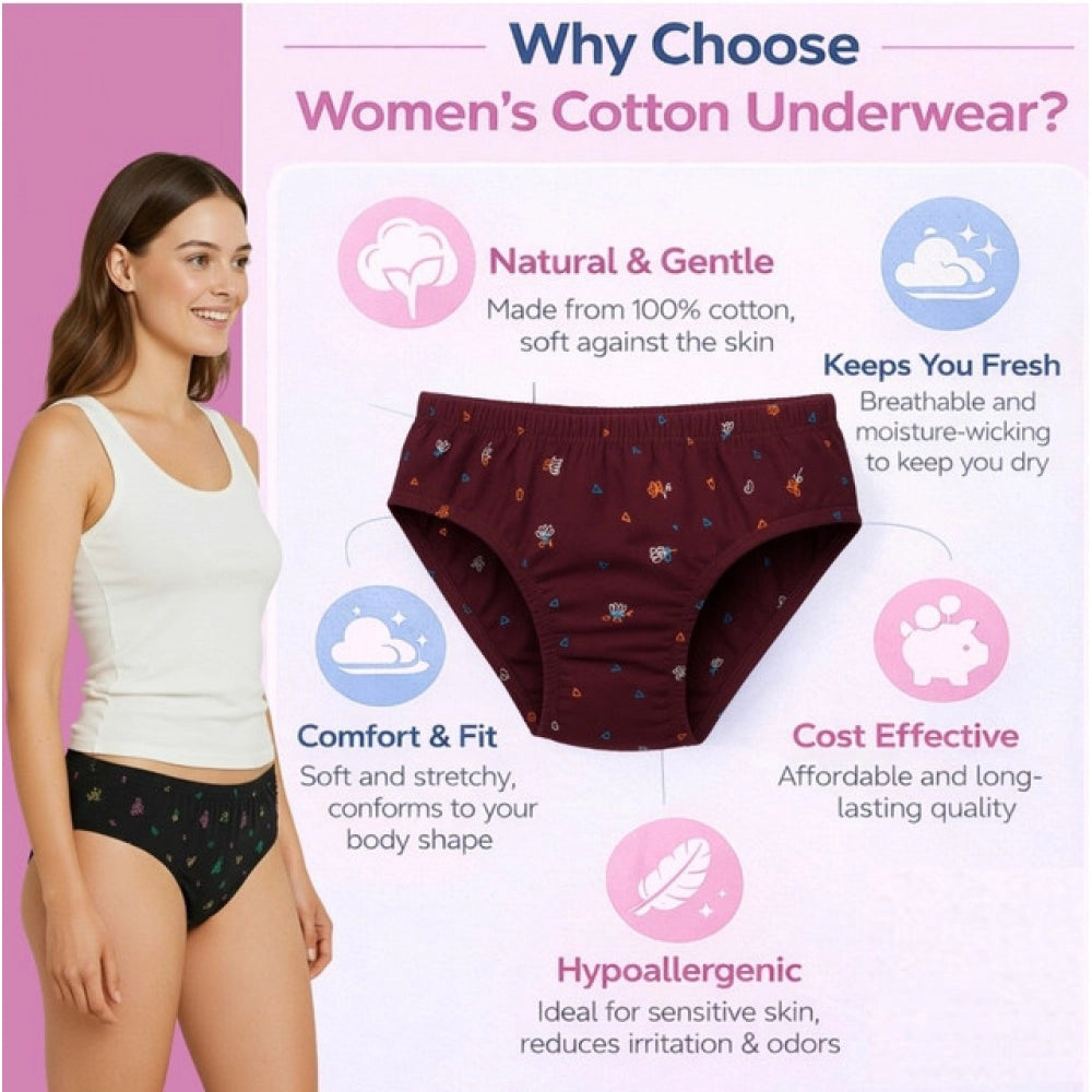 Generic Pack of_3 Women's Cotton Printed Hipster Panty (Multicolor)