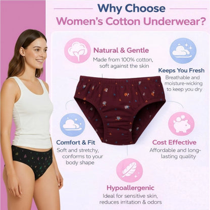 Generic Pack of_6 Women's Cotton Printed Hipster Panty (Multicolor)