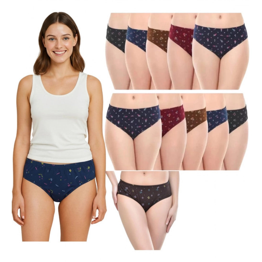 Generic Pack of_12 Women's Cotton Printed Hipster Panty (Multicolor)
