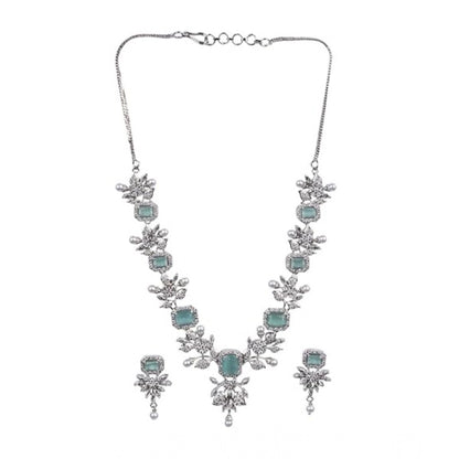 Generic Women's Brass Silver Plated Necklace set (Turquoise)