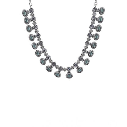 Generic Women's Brass Silver Plated Necklace set (Turquoise)