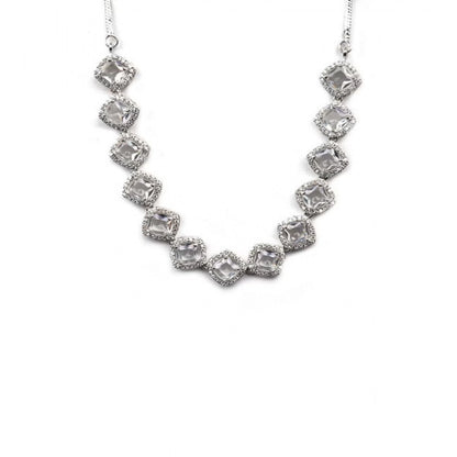 Generic Women's Brass Silver Plated Necklace set (White)