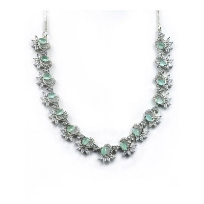 Generic Women's Brass Silver Plated Necklace set (Turquoise)