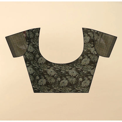 Generic Women's Cotton Silk Floral Printed Saree With Unstitched Blouse 5.5Mtr (Grey)