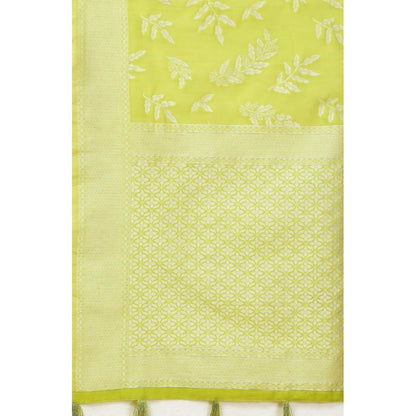 Generic Women's Art Silk Jacquard Printed Saree With Unstitched Blouse 5.5Mtr (Light Green)