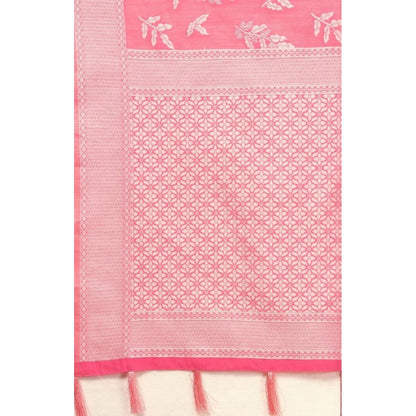 Generic Women's Art Silk Jacquard Printed Saree With Unstitched Blouse 5.5Mtr (Pink)