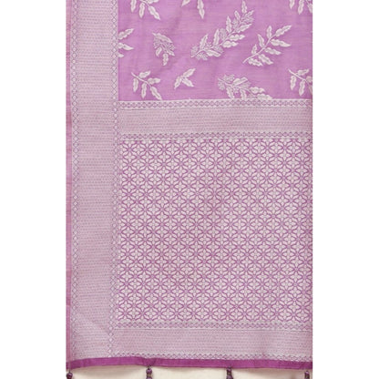 Generic Women's Art Silk Jacquard Printed Saree With Unstitched Blouse 5.5Mtr (Purple)