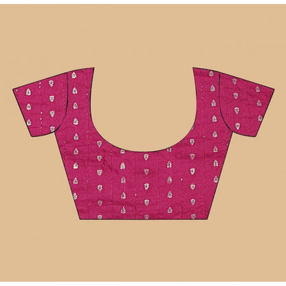 Generic Women's Cotton Blend Checkered Saree With Unstitched Blouse 5.5Mtr (Multicolor)