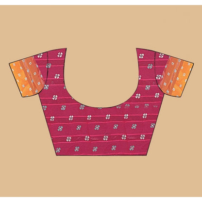 Generic Women's Art Silk Printed Saree With Unstitched Blouse 5.5Mtr (Pink)