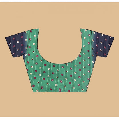 Generic Women's Art Silk Printed Saree With Unstitched Blouse 5.5Mtr (Green)