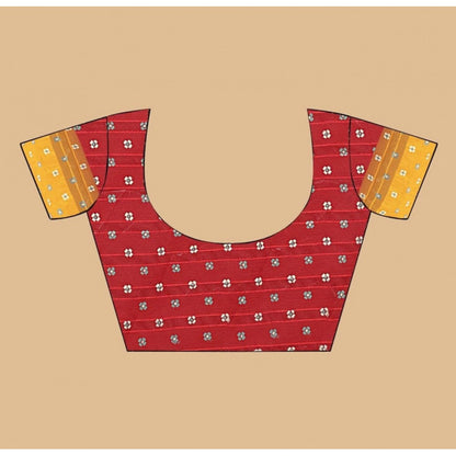 Generic Women's Art Silk Printed Saree With Unstitched Blouse 5.5Mtr (Red)