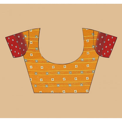 Generic Women's Art Silk Printed Saree With Unstitched Blouse 5.5Mtr (Yellow)